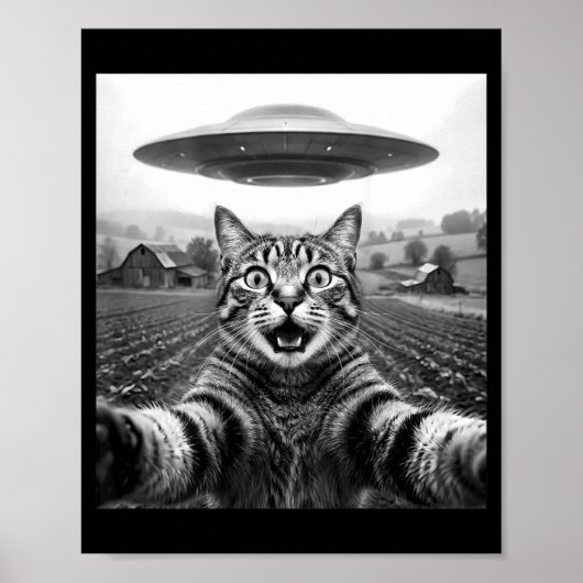 宇宙人 UFO に猫が写った自撮り ポスター (正面)