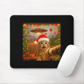 宇宙人UFOとセルフィーする猫のクリスマスイルミネーションS マウスパッド (マウス)