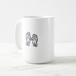 宇宙仲間 – 手を握る宇宙飛行士 コーヒーマグカップ