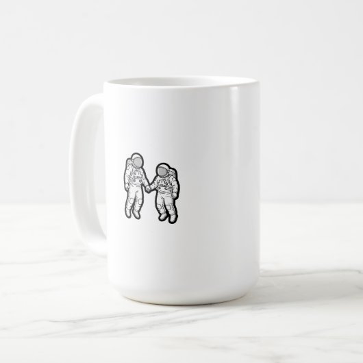 宇宙仲間 – 手を握る宇宙飛行士 コーヒーマグカップ (正面左)