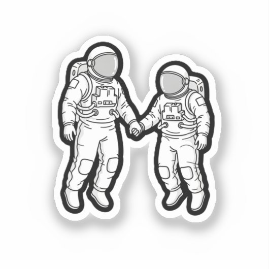 宇宙仲間 – 手を握る宇宙飛行士 シール (正面)