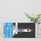 宇宙企業のをテーマにしたパーティー旅行チケット招待状 招待状 (スタンド正面)