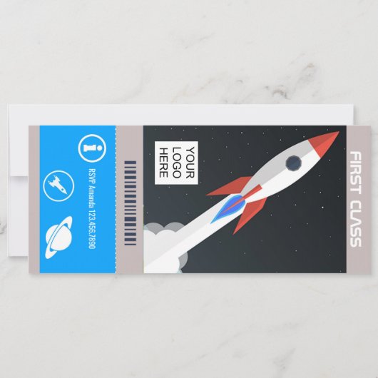 宇宙企業のをテーマにしたパーティー旅行チケット招待状 招待状 (裏面)