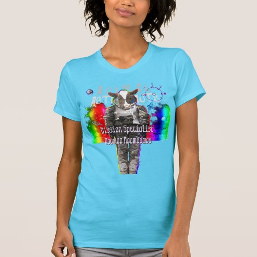 宇宙使命の専門家牛の動物の宇宙飛行士 Tシャツ (正面)