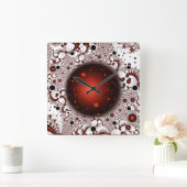 宇宙冒険ファンタジーフラクタルアート スクエア壁時計 (ホーム)