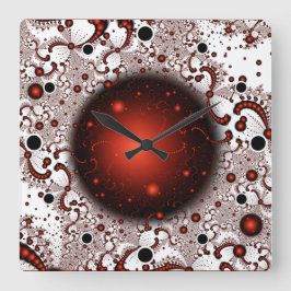 宇宙冒険ファンタジーフラクタルアート スクエア壁時計