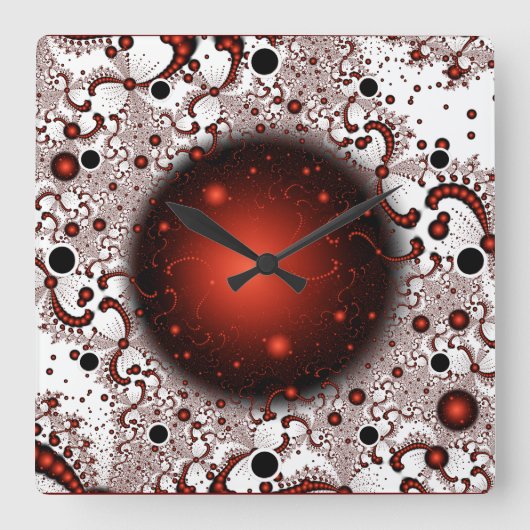 宇宙冒険ファンタジーフラクタルアート スクエア壁時計 (正面)