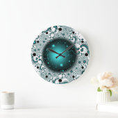 宇宙冒険フラクタルアート ラージ壁時計 (ホーム)