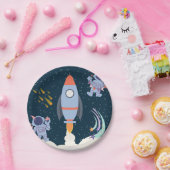 宇宙冒険誕生日とロケットおよび宇宙飛行士 ペーパープレート (パーティー)