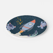 宇宙冒険誕生日とロケットおよび宇宙飛行士 ペーパープレート (アングル)