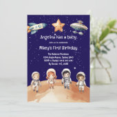 宇宙冒険 | 子供の誕生日パーティーへの招待 招待状 (スタンド正面)