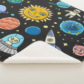 宇宙冒険：惑星、ロケット模様。 シェルパブランケット (3/4)