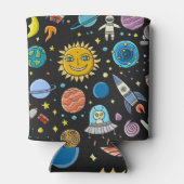 宇宙冒険:惑星、ロケット模様。 缶クーラー (裏面)