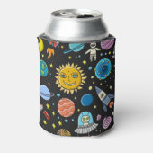 宇宙冒険:惑星、ロケット模様。 缶クーラー (缶裏面)