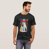 宇宙冒険 猫の宇宙人による誘拐 Tシャツ (正面フル)