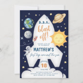 宇宙初の旅のまわりに行サンボーイ誕生日 招待状 (正面)