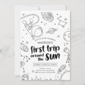 宇宙初の旅のまわりに行サンボーイ誕生日 招待状 (正面)