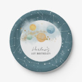 宇宙初の旅の日のまわりに誕生日 ペーパープレート (正面)