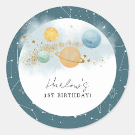 宇宙初の旅の日のまわりに誕生日 ラウンドシール