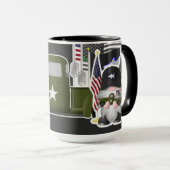 宇宙力格言と軍隊トラック マグカップ (正面右)