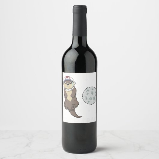 宇宙動物オッター宇宙飛行士プンオッタースパ ワインラベル (正面)