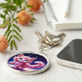 宇宙動物ピンク猫のモダンスタイル キーホルダー (側面)