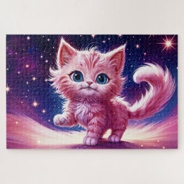 宇宙動物ピンク猫のモダンスタイル ジグソーパズル