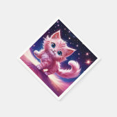 宇宙動物ピンク猫のモダンスタイル スタンダードカクテルナプキン (角)
