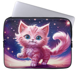 宇宙動物ピンク猫のモダンスタイル ラップトップスリーブ