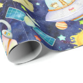 宇宙動物包装紙 ラッピングペーパー (ロールコーナー)