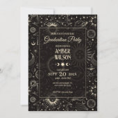 宇宙占星術の神秘的な月日の卒業 招待状 (正面)