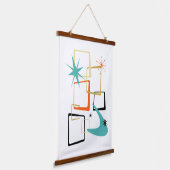 宇宙原子時代抽象芸術広場ミッドセンチュリー 吊り下げ型タペストリー (傾斜あり)