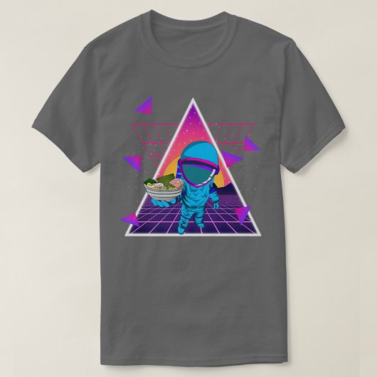 宇宙合成波VAPORWAVEラーメン麺90s Art As Tシャツ (デザイン正面)