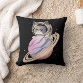 宇宙土星の宇宙飛行士 クッション (ブランケット)