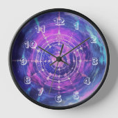 宇宙壁時計、10インチの黒い木枠 壁時計 (正面)