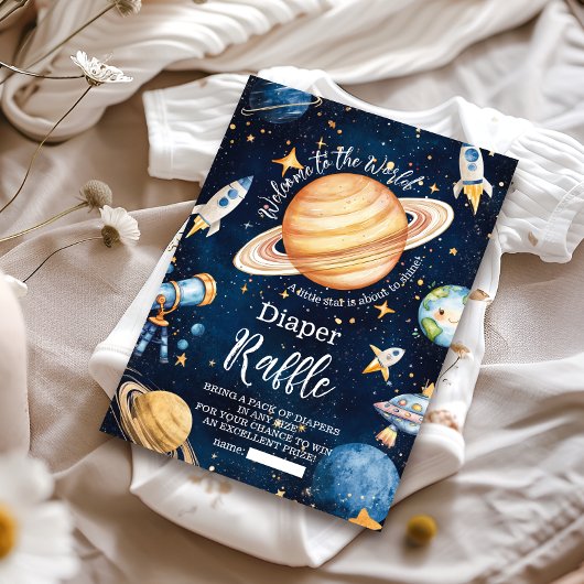 宇宙外モダン銀河系おむつラッフル エンクロージャーカード