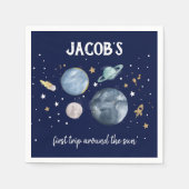 宇宙外惑星銀河系金ゴールドブルーボーイ誕生日 スタンダードカクテルナプキン (正面)