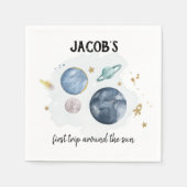 宇宙外惑星銀河系金ゴールドブルーボーイ誕生日 スタンダードカクテルナプキン (正面)