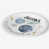 宇宙外惑星銀河系金ゴールドブルーボーイ誕生日 ペーパープレート (アングル)