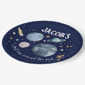 宇宙外惑星銀河系金ゴールドブルーボーイ誕生日 ペーパープレート (アングル)