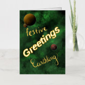 宇宙外面挨拶、おもしろいクリスマスカード 箔グリーティングカード (正面)