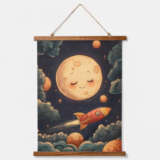 宇宙夢：ロケットの旅 吊り下げ型タペストリー (正面)
