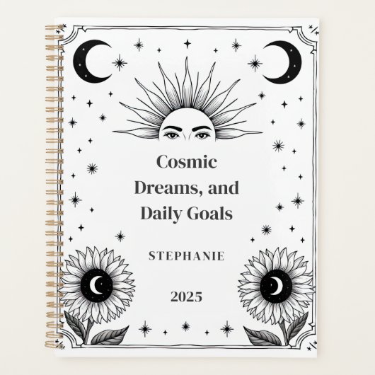 宇宙太陽と月の名前をカスタムする発現 プランナー手帳 (正面)