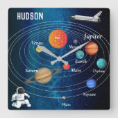 宇宙太陽のシステム宇宙船冥王星 スクエア壁時計 (正面)