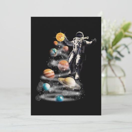 宇宙太陽の宇宙飛行士のクリスマス 招待状 (スタンド正面)