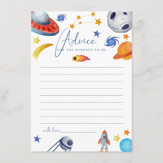 宇宙太陽の方式 |水の色ベビーシャワーのアドバイス エンクロージャーカード (正面)