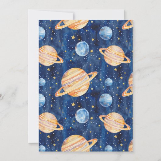 宇宙太陽の方式 |水彩赤ちゃんシャワー 招待状 (裏面)