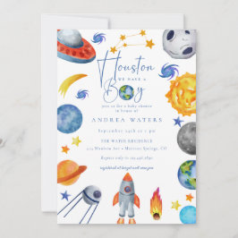 宇宙太陽の方式 |水彩赤ちゃんシャワー 招待状