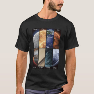 宇宙太陽の系惑星パネル Tシャツ