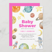 宇宙女子ベビーシャワーの招待状 招待状 (正面/裏面)